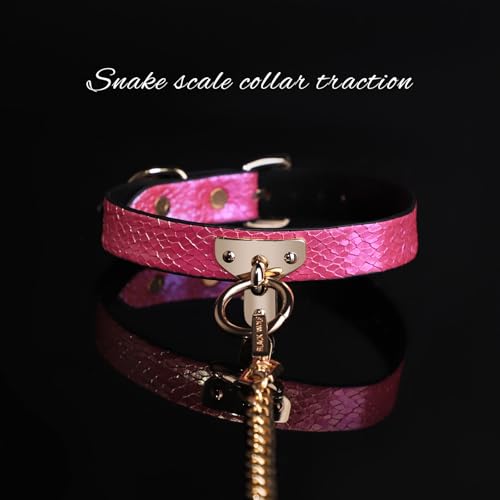 Kutocesy Choker Verstellbares Leder Halsband Mit Leine Halskette Sexspielzeug Für Paare Bondage Erotik Halsfessel Mit O Ring (Pink)