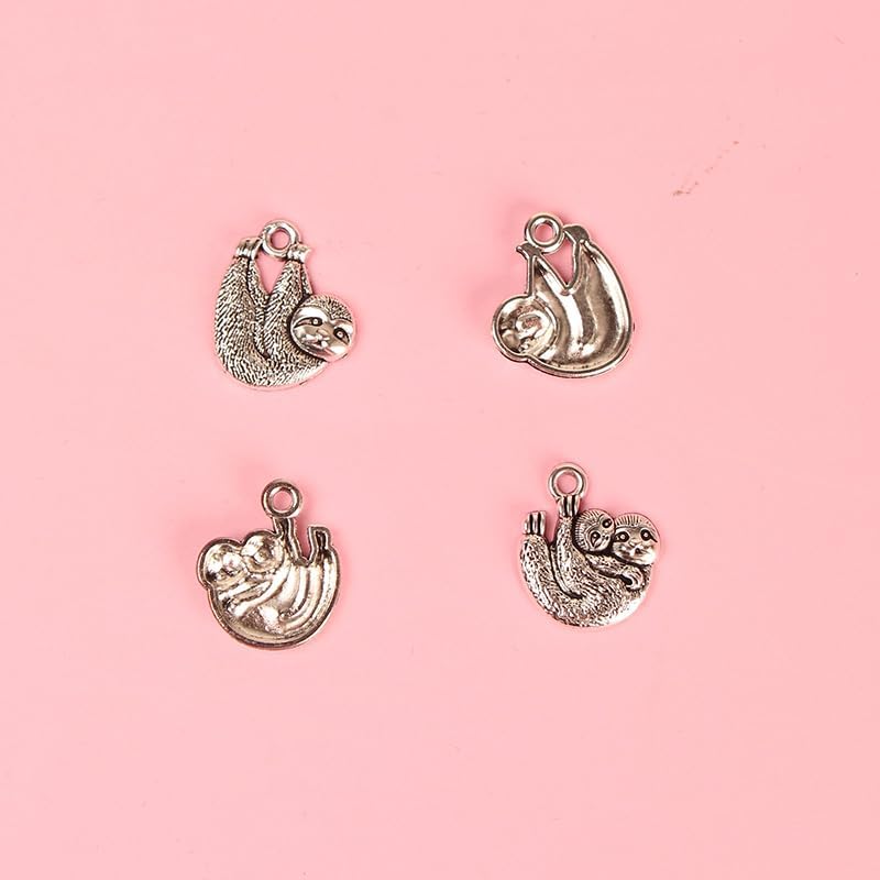 100pcs Antique Silver Sloth Charm Pendants - Vintage Alloy Cute Animal Design, 17x15mm DIY Handmade Jewelry Making Accessories - Image 5