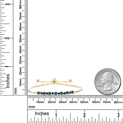 Gem Stone King 1.09 Ct London Blue Topaz Blue Sapphire 18K Yellow Gold Plated Silver Adjustable Tennis Bracelet for Women Up to 9 Inch2