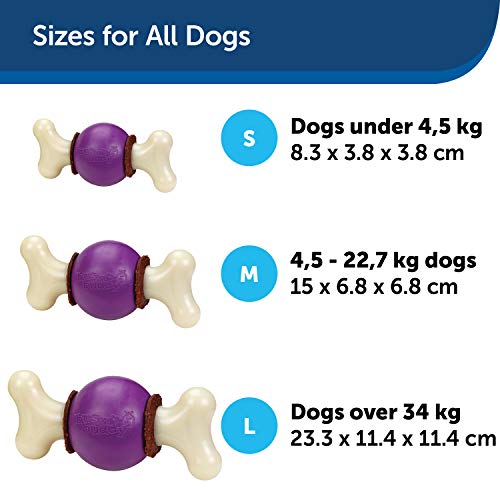 PetSafe Busy Buddy Bouncy Bone, Juguete para Morder para Perros 3 en 1, Hueso para Perros, Duradero y Resistente – S