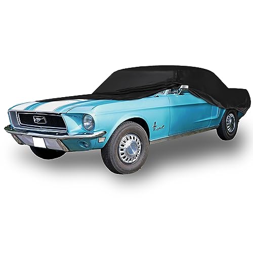 Image of Scratch Resistant Indoor Car Cover with Warranty Compatible with Ford 1964-1968 Mustang - Black Satin Ultra Soft Material Car Cover Car Accessories