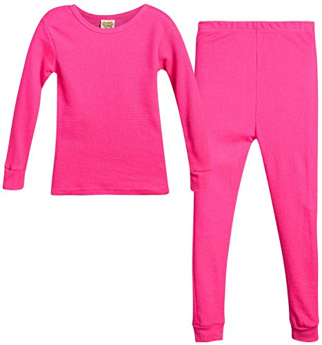 Sweet & Sassy Girls Thermal Underwear - 2 Piece Cozy Thermal Long Sleeve Shirts & Long Johns Base Layer Set (Sizes 2T-16)