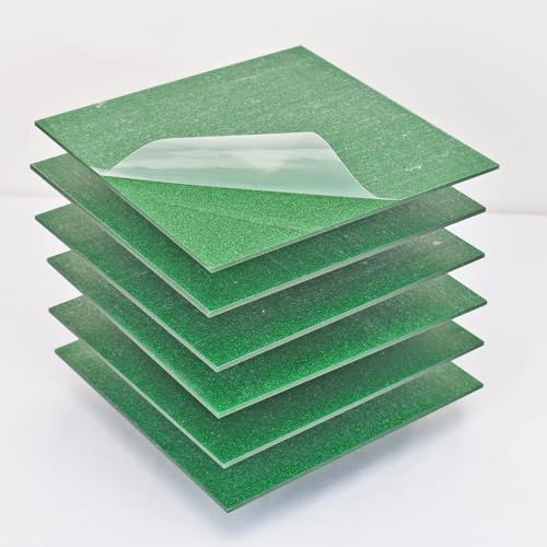 Image of Glitter Green Acrylic Sheets 6PCS 1 /8 inch Thick 8 x 8 Inch for Laser Cutting and Engraving Plastic Sheet Materials, Glitter Plexiglass Sheets for Crafts and DIY Project.