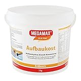 MEGAMAX Aufbaukost Erdbeere 3 kg - Ideal zur Kräftigung und bei Untergewicht. Proteinpulver zur Zubereitung eines fettarmen Kohlenhydrat-Eiweiß-Getränkes für Muskelmasse u. Muskelaufbau Gewichtszunahme