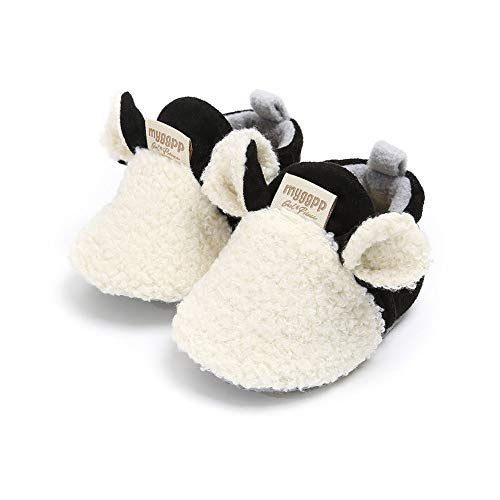 Newborn Baby Boys Girls Cartoon Shoes Soft Sole Non-Slip Toddler First Walker Crib Shoes (White, 6-12m)