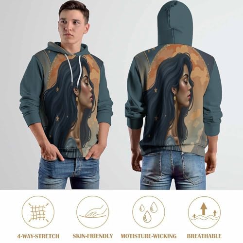 Sweat à Capuche 3D Imprimé Aquarelle Rêveuse Lune Pull Unisexe Tendance à Poches - 5