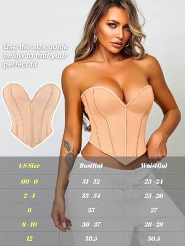 Image of ChiaoLezhee Heart Corset Top For Women, Sexy Concert Outfits Going Out, Strapless Crop Top, Overbust Bustier