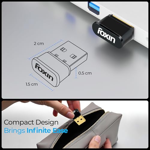 Image of Foxin Nano 150 mbps Wireless USB Wi-Fi Adapter for PC, Desktop, Laptop | Mini WiFi Dongle Compatible with Windows, Mac Os | Advanced Security WPA /WPA2 encryption Standards | 150 mbps