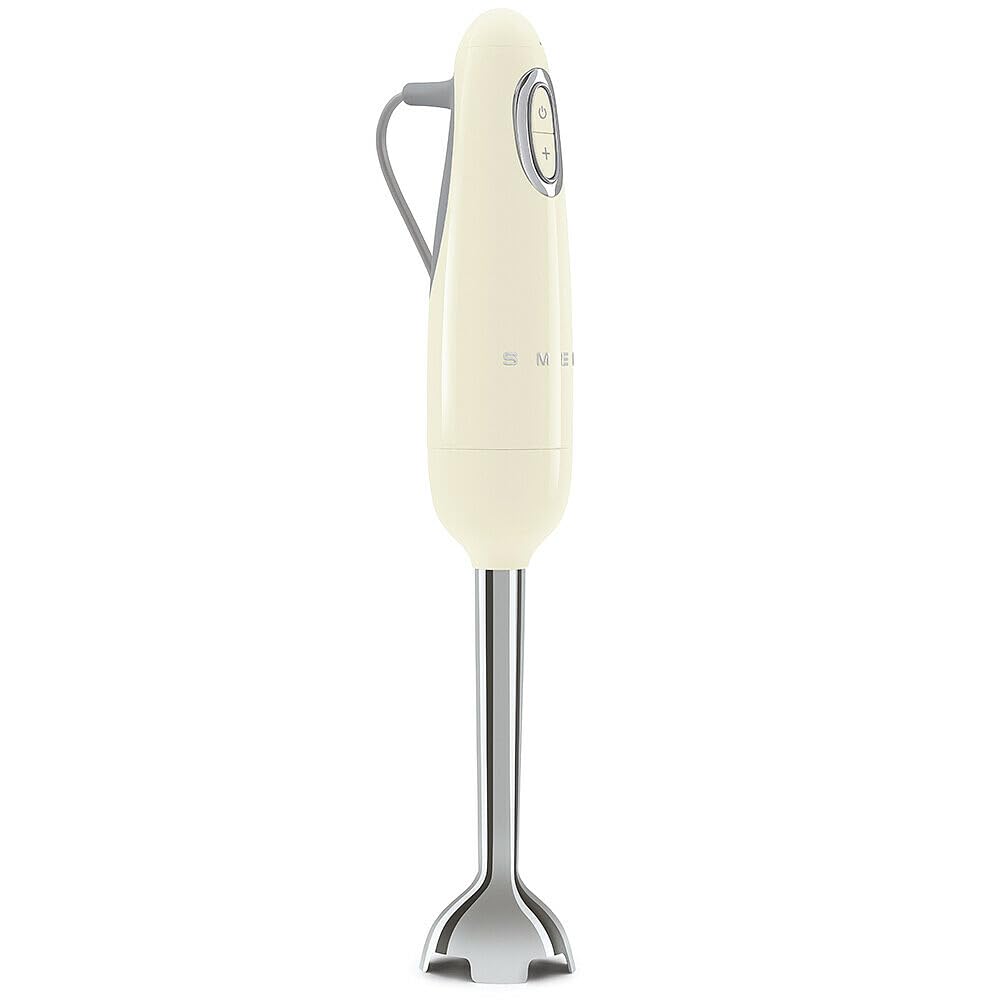 Smeg, HBF11CREU Stabmixer, Turbo-Funktion und Flowblend-Schneidesystem, mit rutschfestem Griff, integrierte Kabeltrommel, Zubehör nicht im Lieferumfang enthalten, Leistung 700 W, Cremeweiß