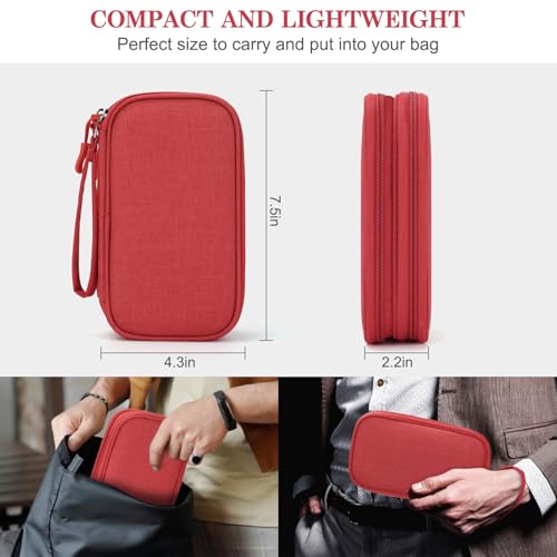 Image of FYY Travel Cable Organizer Pouch Electronic Accessories Carry Case Portable Waterproof Double Layers All-in-One Storage Bag for Cord, Charger, Phone, Earphone Red
