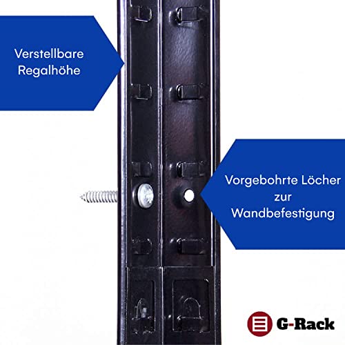 G-Rack 180 cm x 90 cm x 40 cm, 5 Etagen, 175 kg pro Regal, gesamte Tragbarkeit 875 kg, 0014, Schwarz