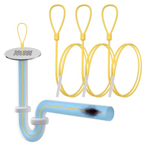 EastLink 30-Inch Long Drain Snake, Anti-Break Steel Sink Snake Drain Clog Remover, Snake Drain Hair Removal Tool for Small &Thin Drain Snake Plumbing, Bathroom Sink, Tub, Shower Drain Cleaning, 3 Pack