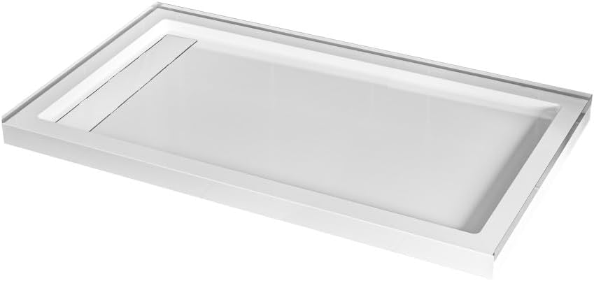 Swiss Madison Carlton Marquette 36 x 60 Single or Double-Threshold Shower Pan Base with Center Drain and Removable Flange in Glossy White
