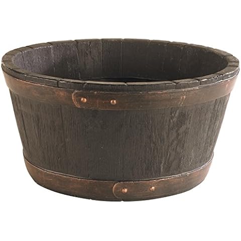 Strata Weinfass Eichenfass Kunststoff Bottich Blumenkasten Trog Zuber Gartenteich Mini Teich Fass Nachbildung Durchmesser 50 cm Höhe 25 cm ca. 38 Liter Cover