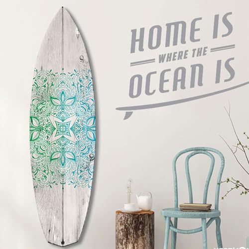 HXA DECO – Tabla De Surf Para Decoración De Pared, Impresión Sobre Aluminio Dibond, Diseño De Flores Retro, 150 X 40 Cm, Surf Point, 150X40 Cm, 150X40