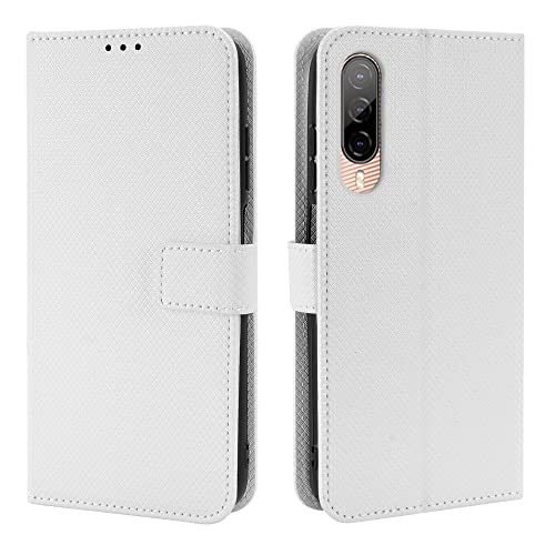 Coque Cuir pour HTC Desire 22 Pro Coque Housse Etui Cover,Coque pour HTC Desire 22 Pro Coque Etui en Cuir PU pour téléphone Portable White