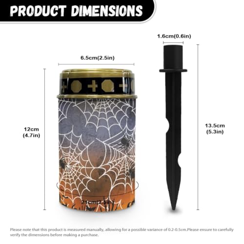 Image of Halloween Spider Web Memorial Lights for Graves | Outdoor Flameless Candle Lamp, Waterproof Solar Eternal Lights for Gravesite Decorations Outdoor Use 2 Pcs