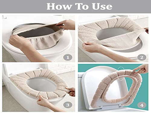 Anlising 3PCS Wärmer WC-Sitzbezüge, Waschbar WC-Sitzwärmer, Toiletten Sitzbezug Sitz, Toilettensitzabdeckung, Wc Sitzwärmer Kissen, Toilettensitzkissen, für Toilettensitze (3 Farben) – Bild 6