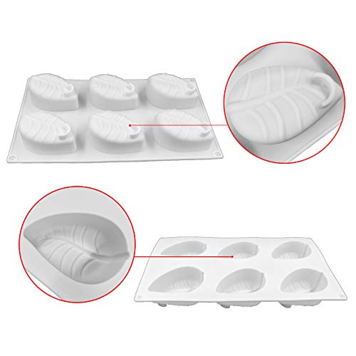 JasCherry Silikonformen, 6 Hohlraum Blätter Geformt, Bonbon Schokoladenformen, Mousse-Kuchenform, Motivbackformen… – Ansicht 3