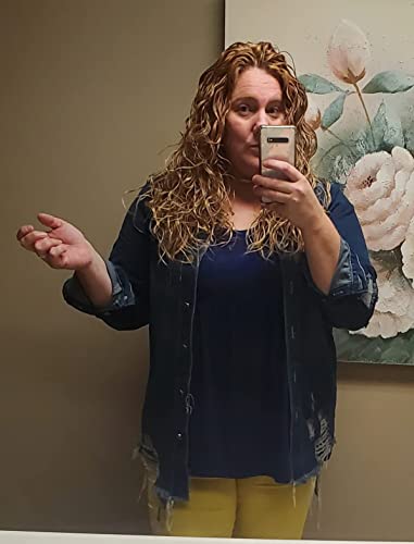 DvaeMalligo Women's Jean Jacket Distressed Button Down Long Sleeve Ripped Oversized Denim Trucker Jean Jackets3