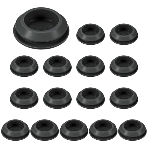 Image of M METERXITY 16-Packs Silicone Hole Plugs, Snap in Locking Hole Plugs for 20-22mm Hole, Round Hole Rubber Plug Kitchen Bulkheads Waterproof Sealing Plugs [Black]