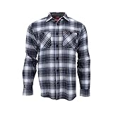 Coleman Men's Long-Sleeve Flannel Shirt Midweight Western Plaid Button-Down (Blue/Grey, Large)