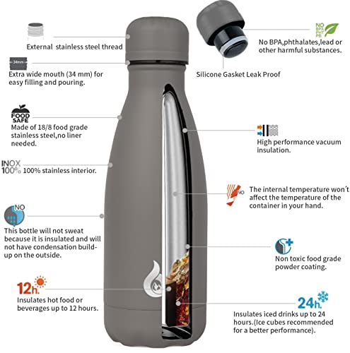 Image of BJPKPK Stainless Steel Water Bottles 12oz Insulated Water Bottle,Gray