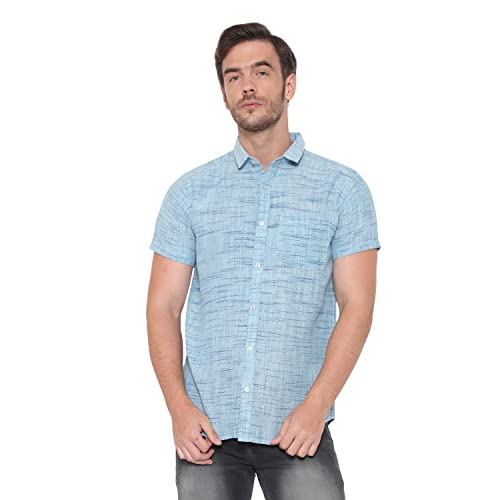 Image of LATEST CHIKAN Men's Cotton Blend Textured Half Sleeves Shirt