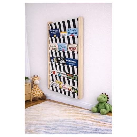 Furpinea Montessori 5 Tier Canvas Pocket Wall Bookshelf, Kids Book Rack with Re-Washable Soft Fabric, Behind Door Storage (Black)