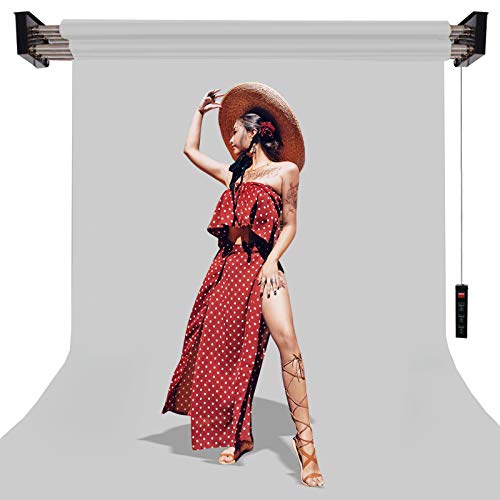 BOLLUMA Pro Photography Rolls Système de support mural de fond pour studio photo Système électrique avec télécommande pour 6 rouleaux de fond de studio...