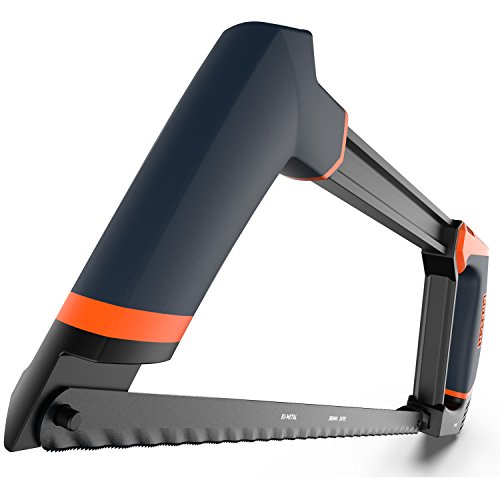 Presch Metallsäge 300mm lang - Bügel-Säge für Metall, Aluminium und Plastik - Sägeblatt wechselbar auf 45° - Profi Handsäge, Bügelsäge