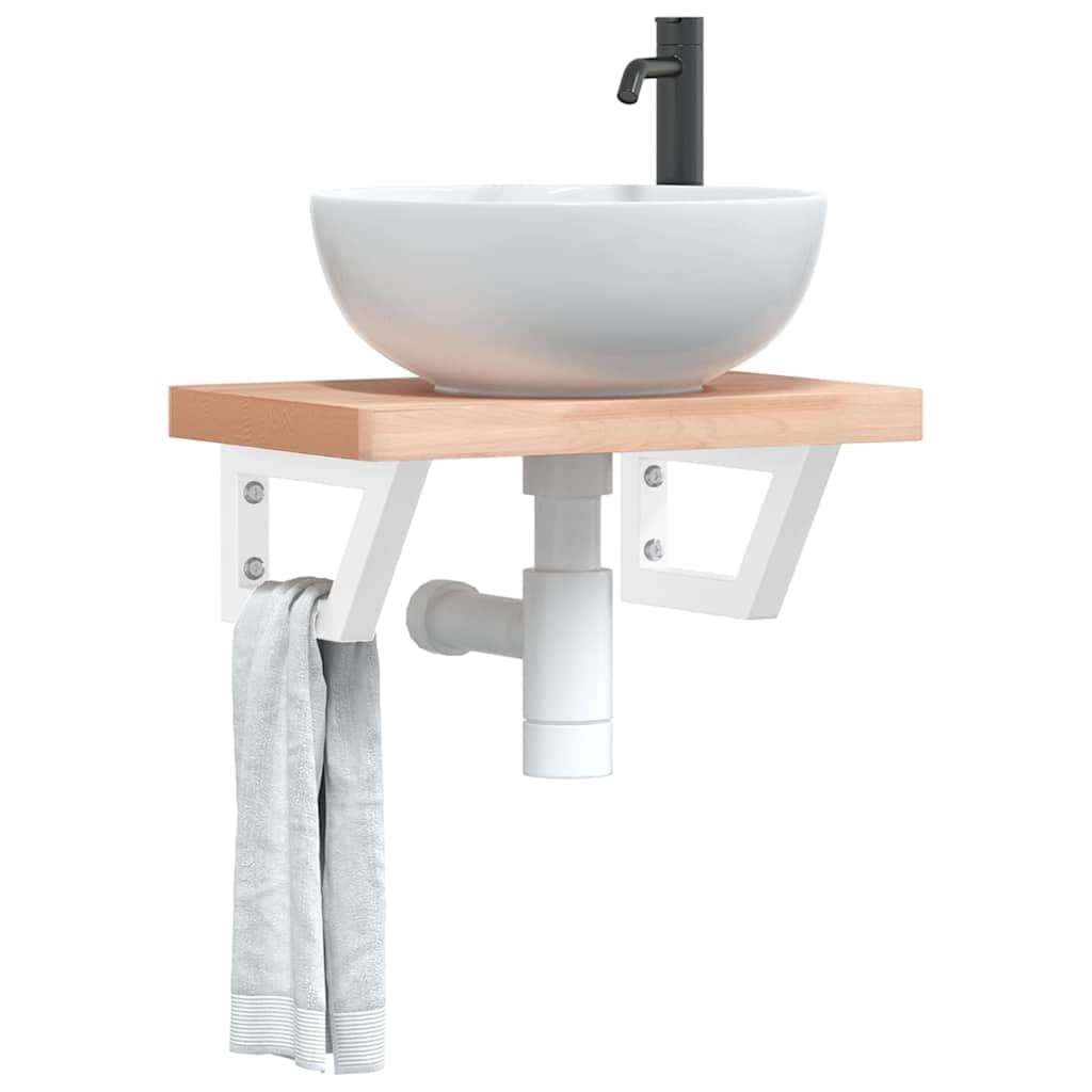 Juego de 2 soportes para lavabo, color blanco, trapezoidal, de acero, 15 x 30 cm, montaje en placa de pared, consola para baño, cocina, soporte de 100 kg