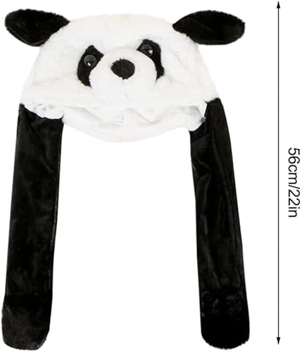 Miniatura 3 de Sombrero de panda con orejas en movimiento, divertido gorro de cosplay para niñas, lindo tocado de panda de felpa suave en fiestas de Navidad y Año