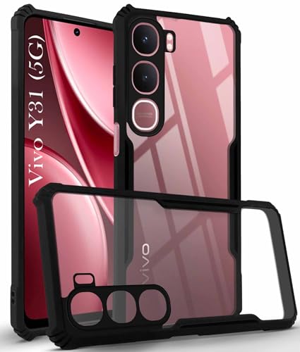 Image of Jkobi Hybrid Back Cover Case for Vivo Y31 5G (Shockproof with Polycarbonate Clear Panel | Professional Black)