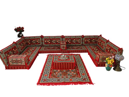 Arabic U Shaped Floor Sofa, Arabic Floor Seating, Arabic Majlis Sofa, Arabic Couches, Arabic Living Room Furniture #TOP4