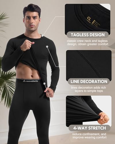 4 or 2 Men's Thermal Shirt Long Sleeve Fleece Lined Tops Base Layer Compression Undershirt Athletic Sport Gear2
