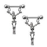 COCOBUL Pair of 316L Stainless Steel Skeleton Crucifix Nipple Ring [F05-017]