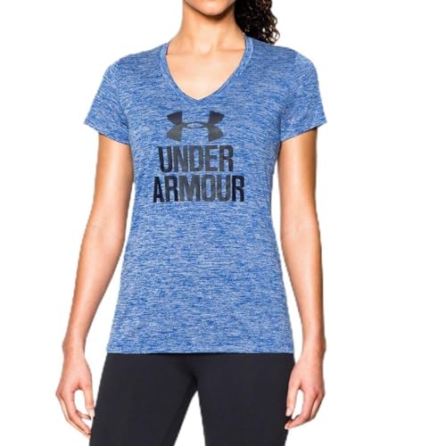 Under Armour Women's Tech V-Neck - Twist Logo, Cobalt (420)/Eclipse Navy, Small