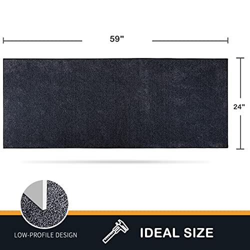 PURRUGS Dirt Trapping Door Mat 24" x 59", Non-Slip Machine Washable Entry Rug, Shoe Scraper, Dog Doormat, Super Absorbent Welcome Mat for Front & Back Door, Muddy Shoes & Paws, Bluish Grey-Black