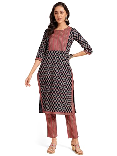 Image of MIRCHI FASHION Women's Cotton Straight Fit Printed Kurta Set with Trouser