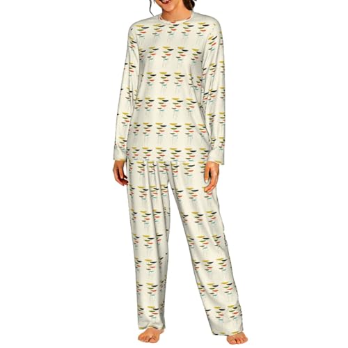 Pyjama imprimé moderne du milieu du siècle fini les vêtements de nuit serrés