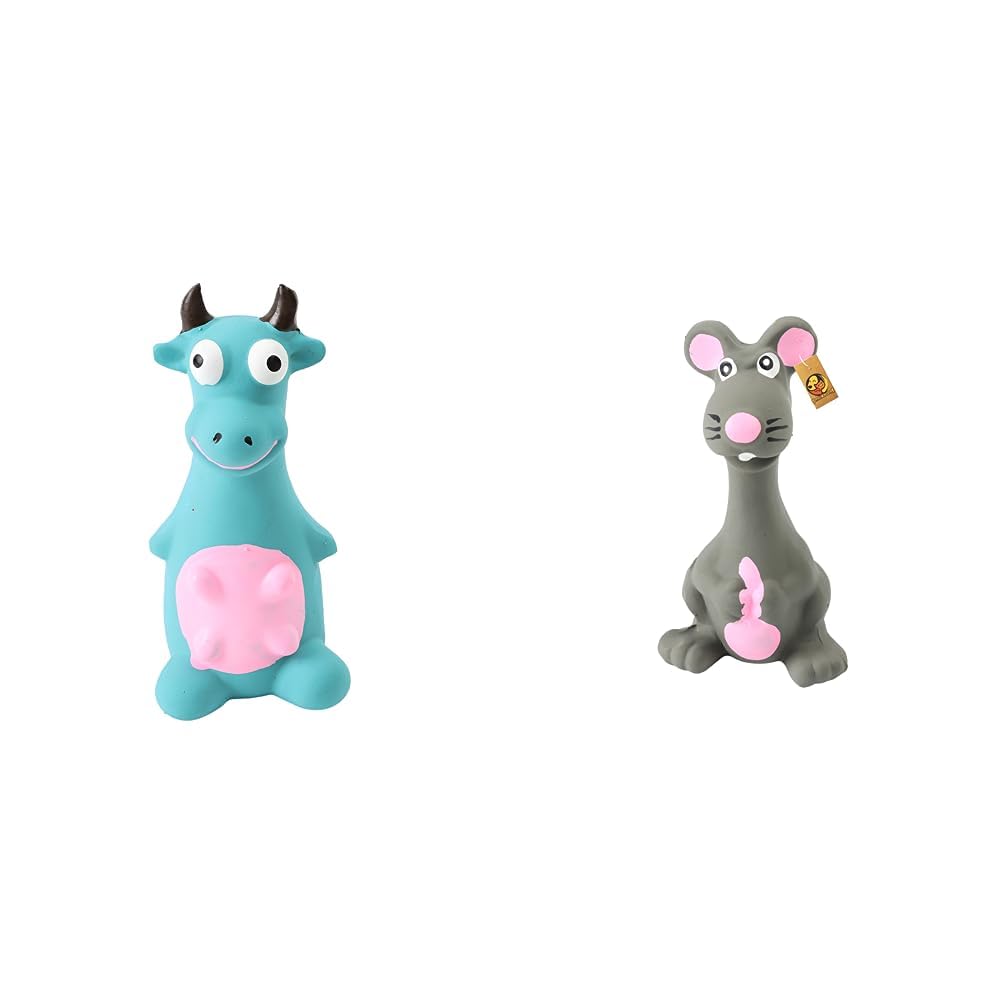 Foodie Puppies Natural Latex Rubber Squeaky (Blue Bull) Dog Toy & Natural Latex Rubber Squeaky (Grey Mouse) Dog Toy | Suitable for Puppy, Cats, Kitten, X-Small to Small Dogs (0-10kgs) (B0CDD436FG) Amazon Price History, Amazon Price Tracker