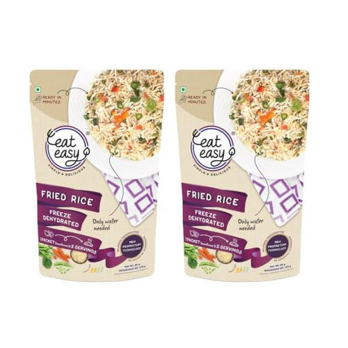 Image of Eat Easy Ready To Eat Veg Fried Rice- 95 gm (Pack of 2) | Instant Food, Indian Meal, Freeze Dehydrated, Travel Food, No Preservatives, No Added Artificial Colours & Flavours, Just Add Water and Cook