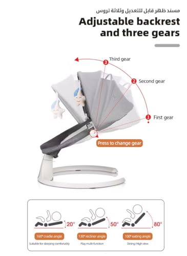 Bentifar 3 in 1 Baby Swing, Electric Rocker and Bouncer Chair, 5-Speed Auto Swing, Bluetooth Music, Remote & Touch Control, 5-Point Harness, Adjustable Recline, with Mosquito Net