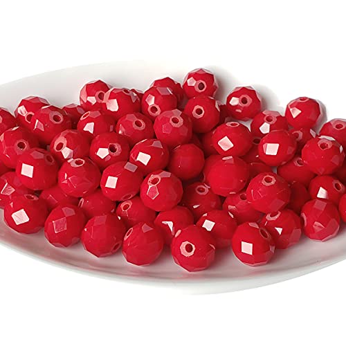 Image of 10mm Ceramic Red Rondelle Glass Beads for Jewelry Making, 200pcs Faceted Briolette Crytal Spacer Beads for Bracelet Necklace Earring