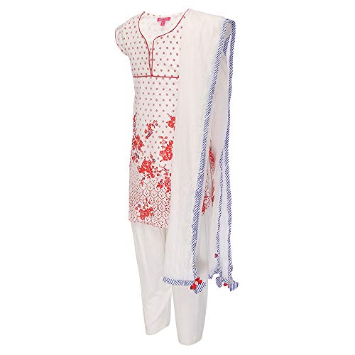 Image of BIBA Girls Notched Collar Floral Print Salwar Suit For Girls