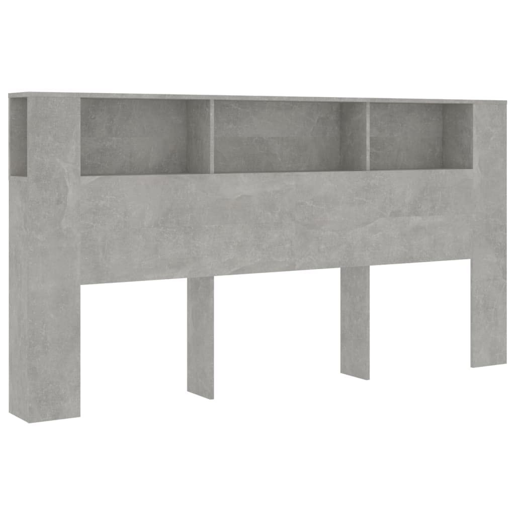 vidaXL Headboard Cabinet Home Indoor Bedroom Bookcase Headboard Cabinet Wooden Storage Bed Backboard Footboard Furniture Bed Accessory Concrete Grey