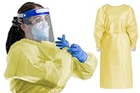 Tiga-Med Vlieskittel wasserdicht 10 Stück gelb 139x139cm mit PE laminiert mit extra starkem Bündchen Original