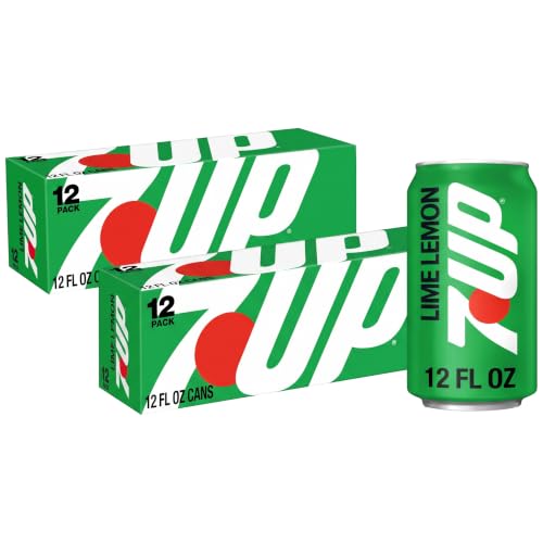 7UP Lemon Lime Soda, Naturally Flavored and Caffeine Free, 12 fl. oz. Cans, 12 Pack (Pack of 2)