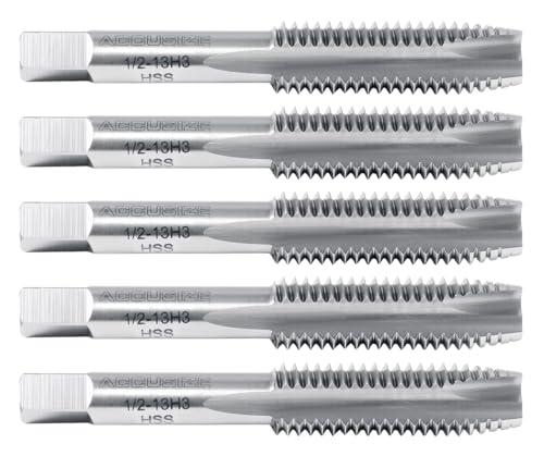 Accusize Industrial Tools 5 Pcs Spt-1/2-13Nc H.S.S. Spiral Point Taps, Ansi Standard Ground, 3 Flute, H3, Spt-1/2-13x5